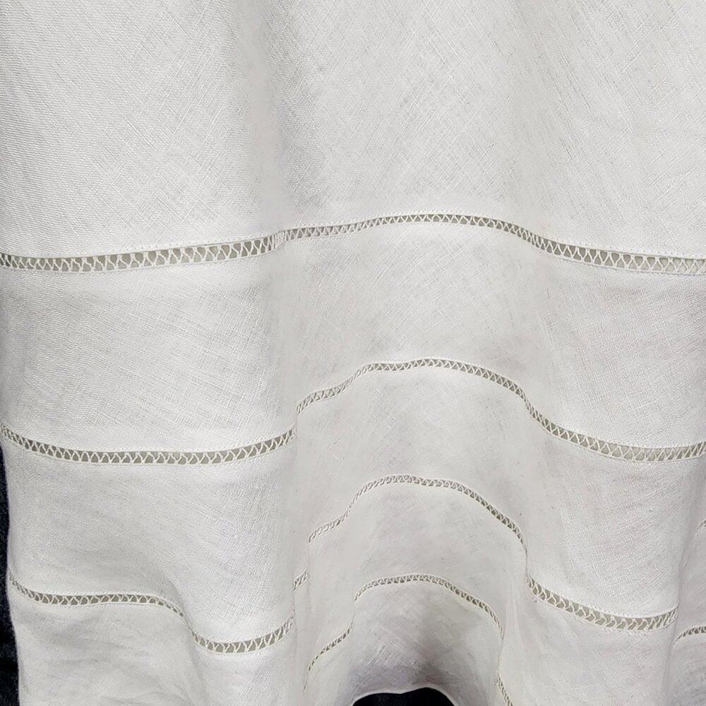 Ann Taylor White Fit & Flare Women 14 White Linen dress Sleeveless V-neck Lace - Picture 2 of 9